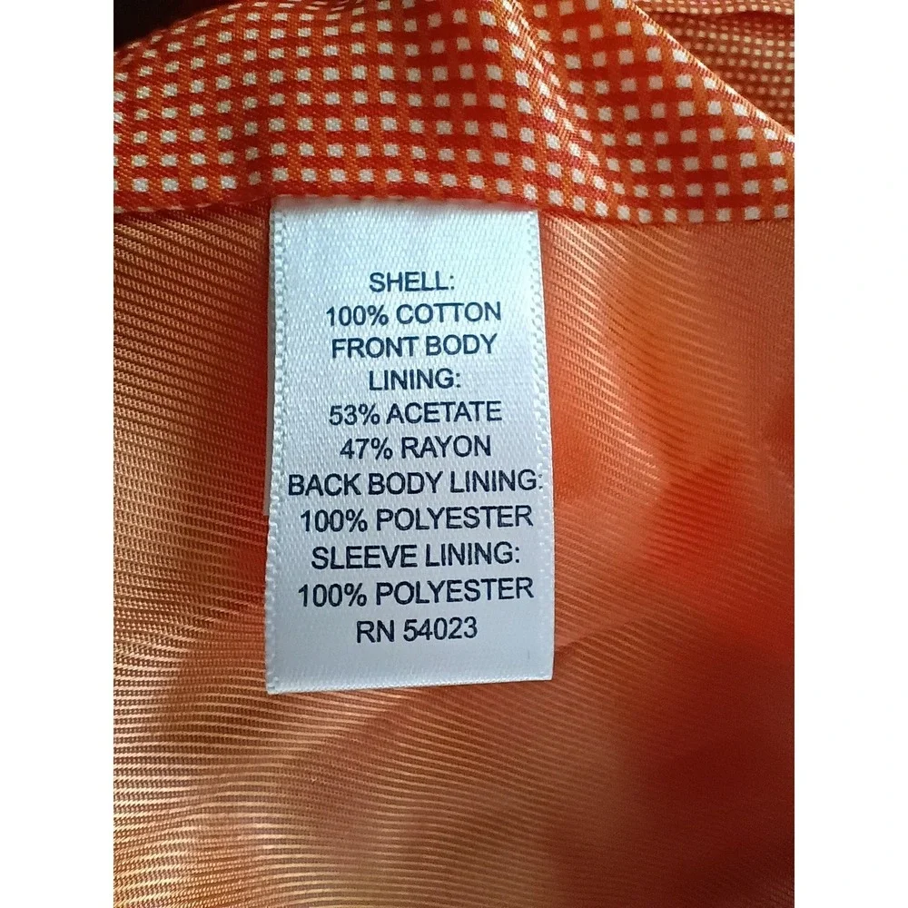 Banana Republic Gray 100% Cotton Sport Coat Blazer 44R Tailored‎ Orange Lng $450